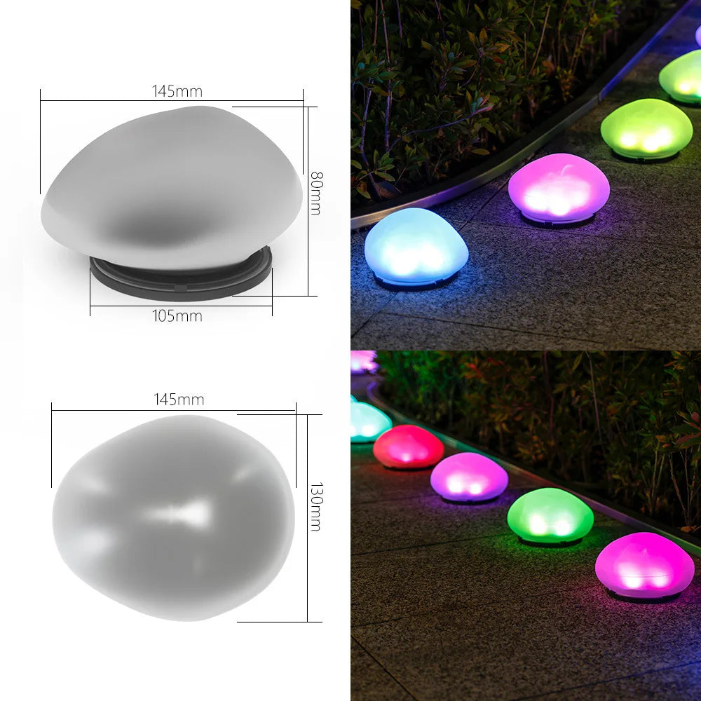 Solar Decorative Lamp Frosted Ground Lamp Outdoor Waterproof Energy Saving Lantern Pebble Lawn Light Home Garden Lighting Lamp Oasis Select colored light
