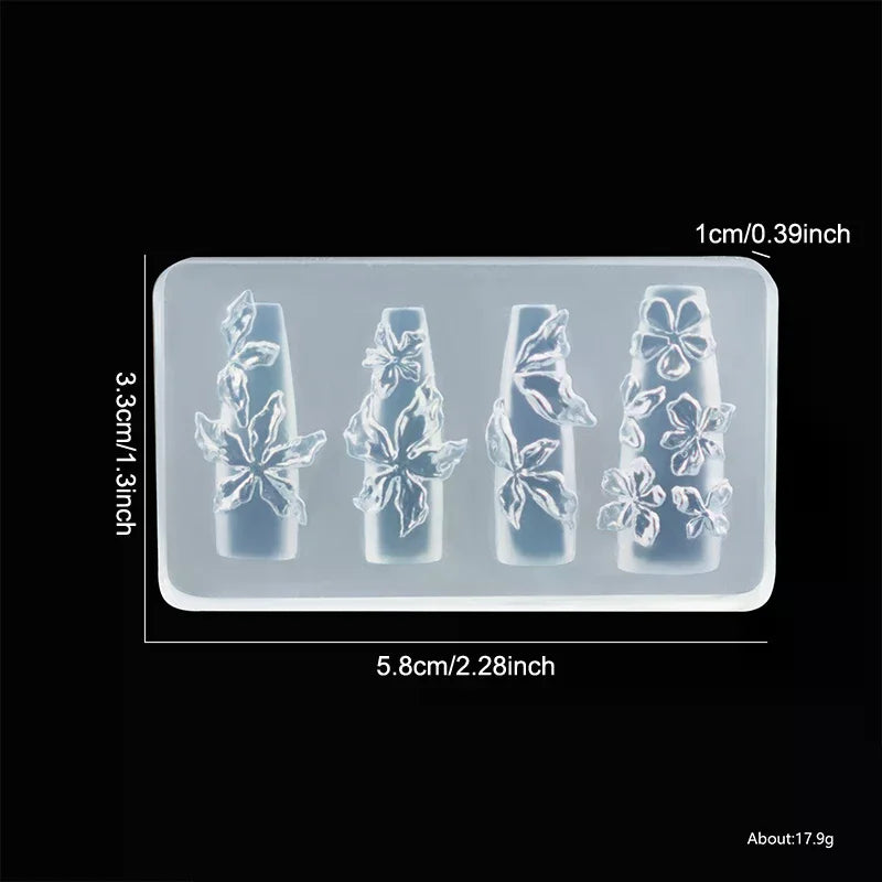 Flower Serie 3D Silicone Nail Accessories Carving Mold Ice Flower Lily Diy Template Nail Art Carving Mold Charms Oasis Select
