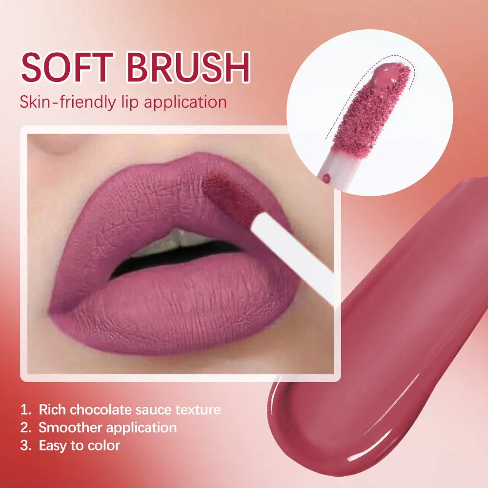 5-Pc Chocolate Matte Lip Gloss Set – Waterproof & Moisturizing Matte Lip Gloss Set Oasis Select