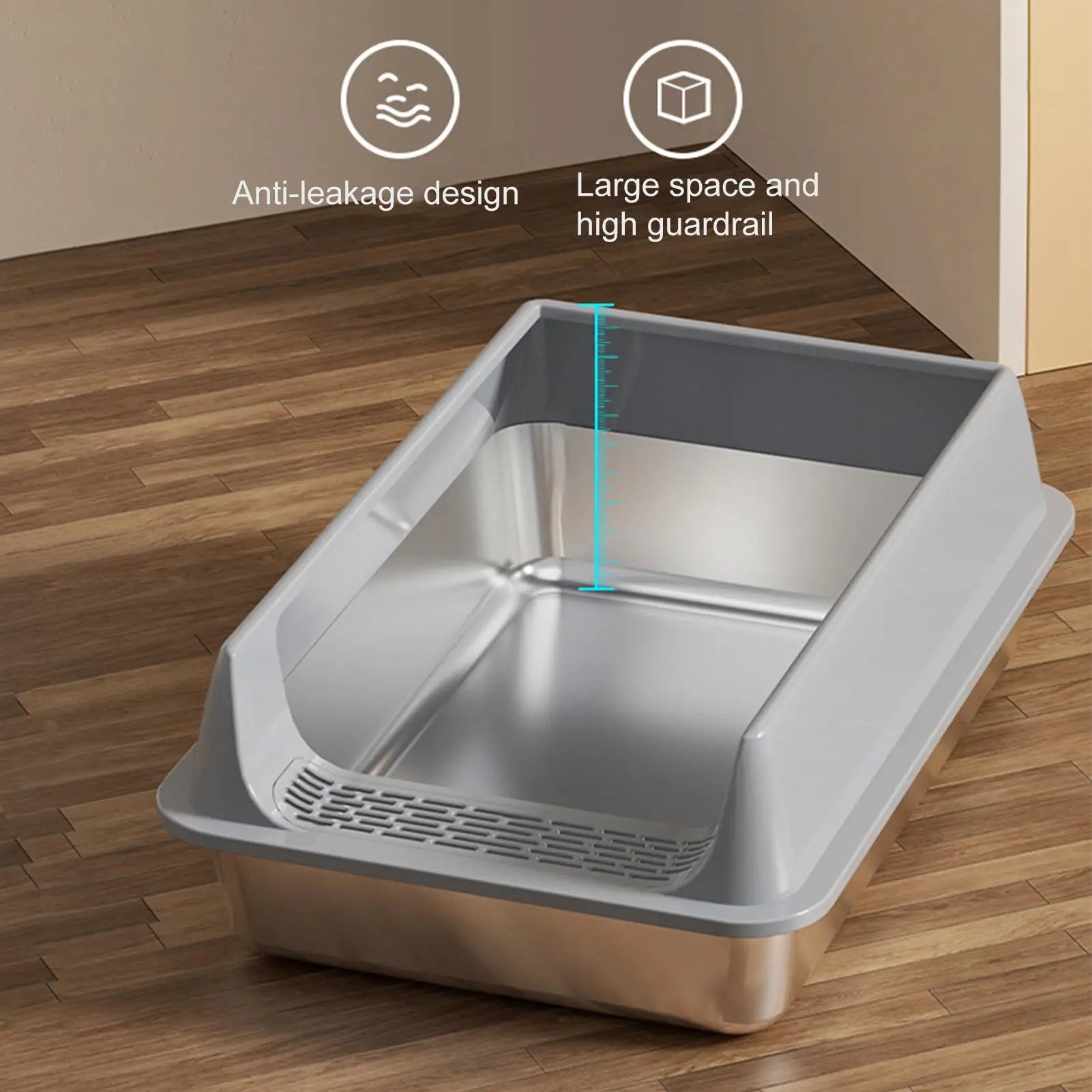Kitty Sandbox Cat Toilet Deepen Pet Litter Box Semi-Enclosed Deepened Cat Toilet with Scoop for Dormitory Apartment Living Room Oasis Select