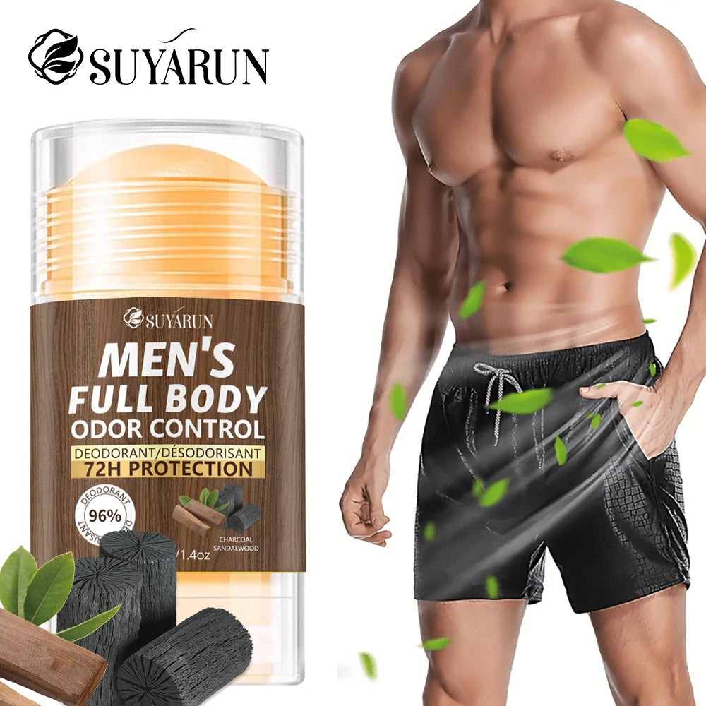 SUYARUN Men's Natural Deodorant Stick for Full Body Odor Protection, 72H Freshness, Sensitive Skin Safe, Travel-Friendly. Oasis Select
