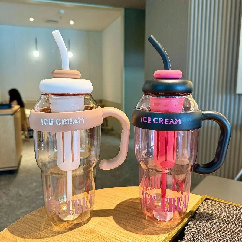 1300ML Large Capacity Plastic Water Cup with Handle, Straw and Tea Strainer, Portable Sports Water Bottle, Tea Cup, Beverage Cup Oasis Select