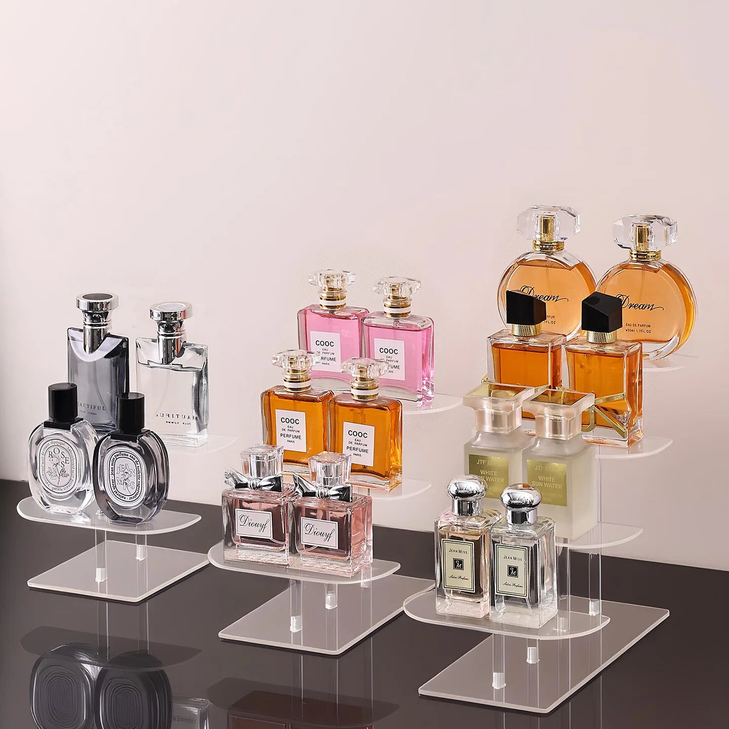 1pc desktop 2-4 layer display shelf stepped acrylic transparent storage rack is suitable for perfume hand doll organizer Oasis Select