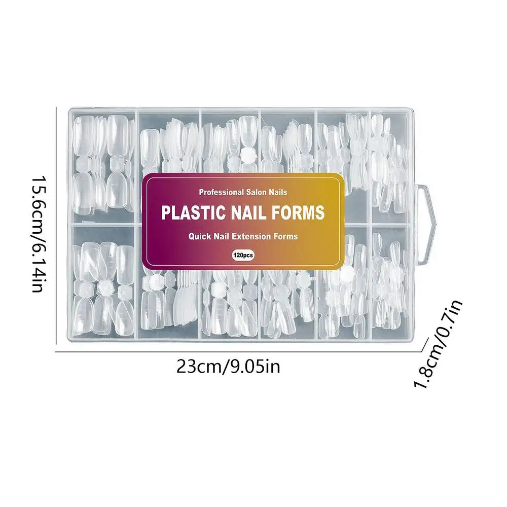 120pcs Reusable Nail Extension Forms | 12 Sizes Builder Molds Nail Extension Forms Oasis Select set CN
