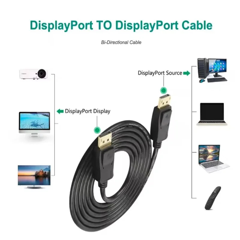  1.8M DP to DP DP Cable Displayport Video Audio Cable Adapter For Phone TV Box Laptop Video Game DP Cable Display Port Oasis Select