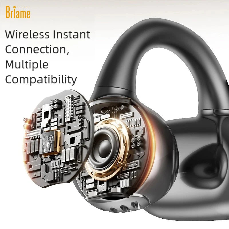 Briame Clip-on Bluetooth Earphones Wireless Earbuds with Microphone Hands-Free Headset for Sports Running Headphone Game Headset Oasis Select