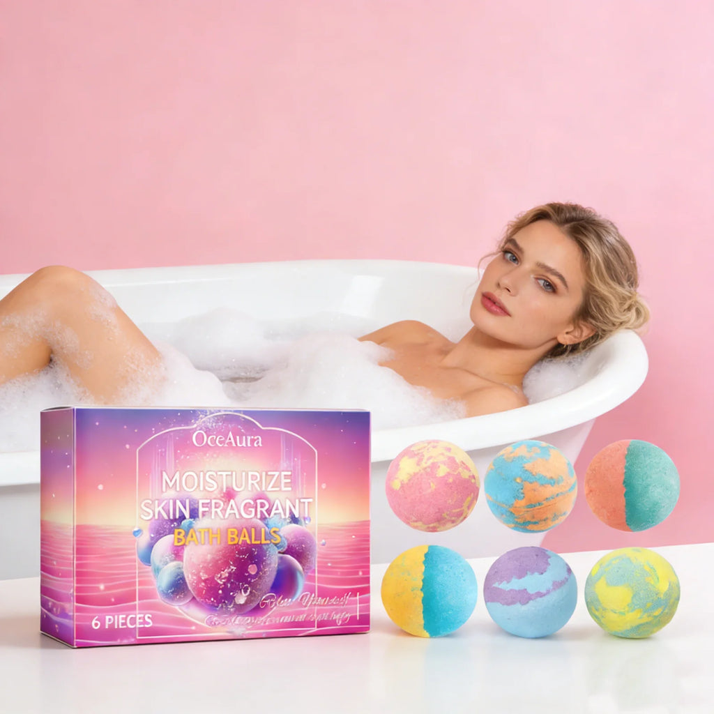 6PCS Colorful Bath Balls Gift Set Deep Moisturizing Skin Exfoliating Reduce Dryness Cheerful Scent Relax Spa Bath Flavor Balls Oasis Select