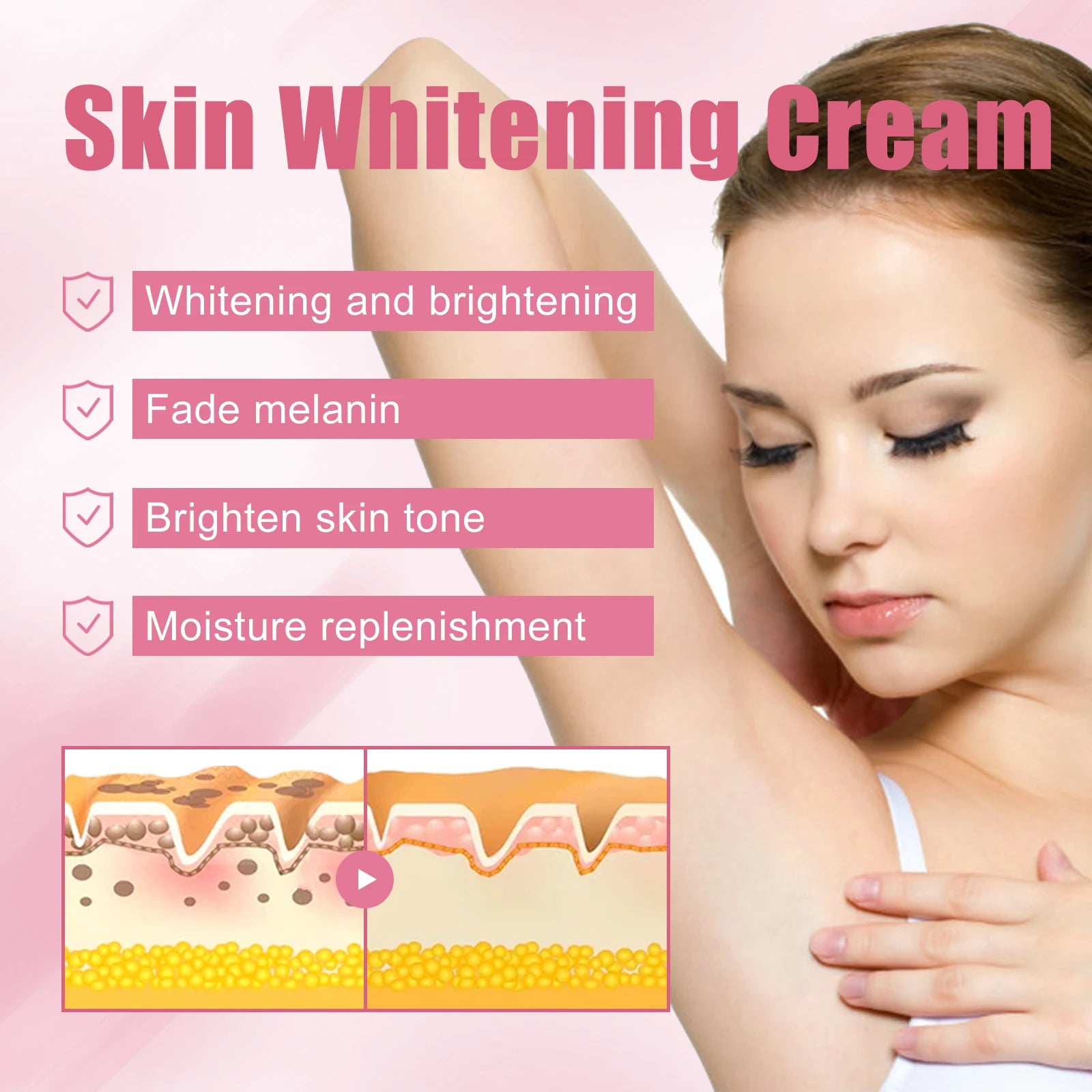 Body Whitening Cream Dark Spot Corrector for Underarms Knees Inner Thighs Brightening Moisturizing Intimate Area Lighten Lotion Oasis Select