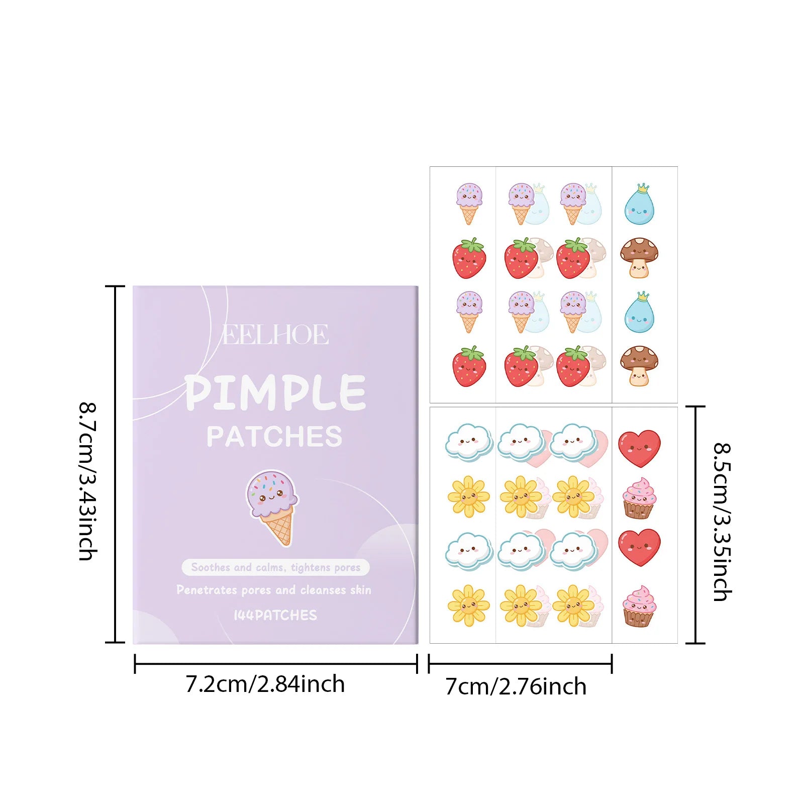 144pcs Cartoon Salicylic Acid Acne Patches Hydrocolloid Pimple Patches Invisible Facial Concealer Acne Patch Soothe Face Skin Oasis Select 144pcs Boxed