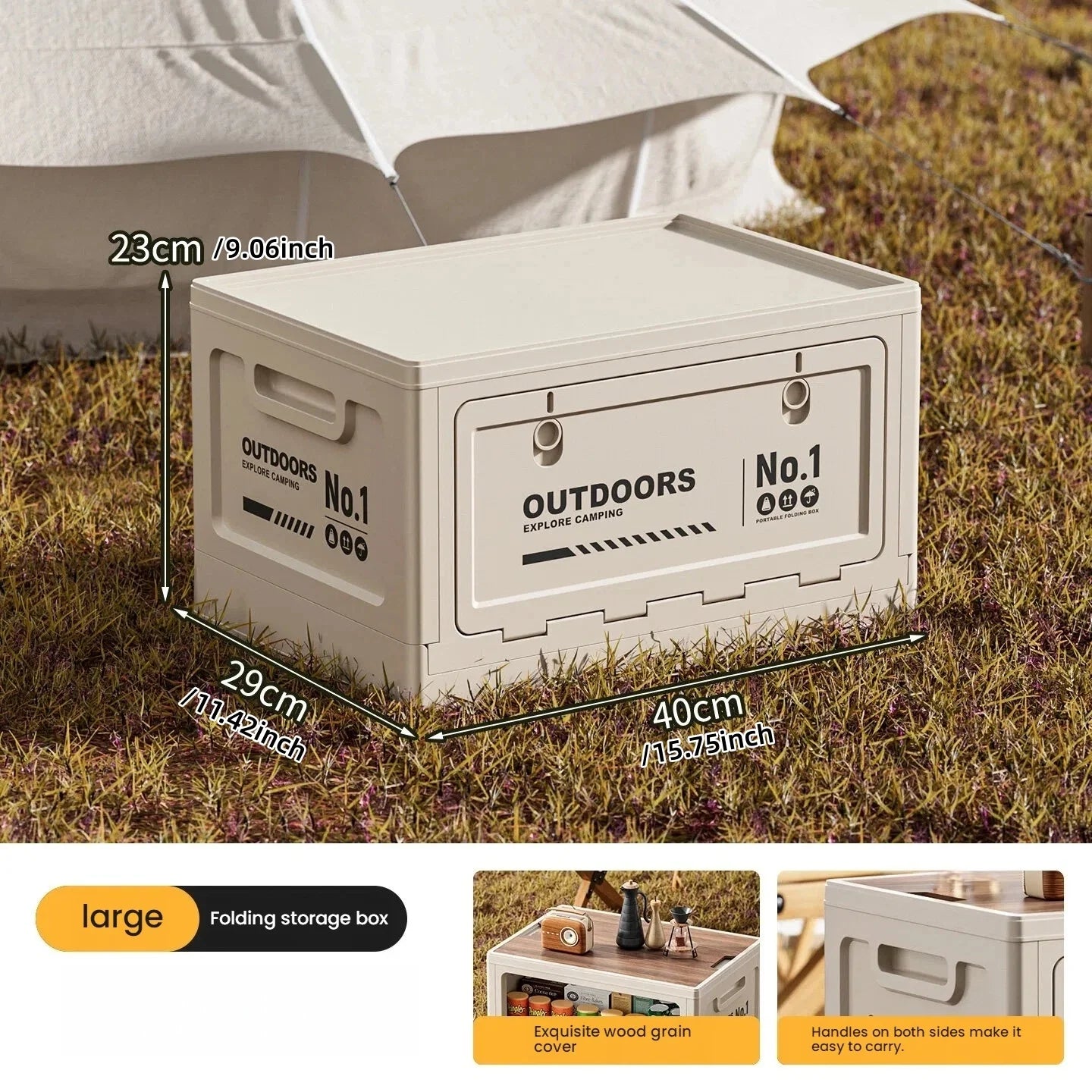 Rechargeable storage box, vehicle storage box, car trunk organizer box, large-capacity outdoor folding storage box Oasis Select White