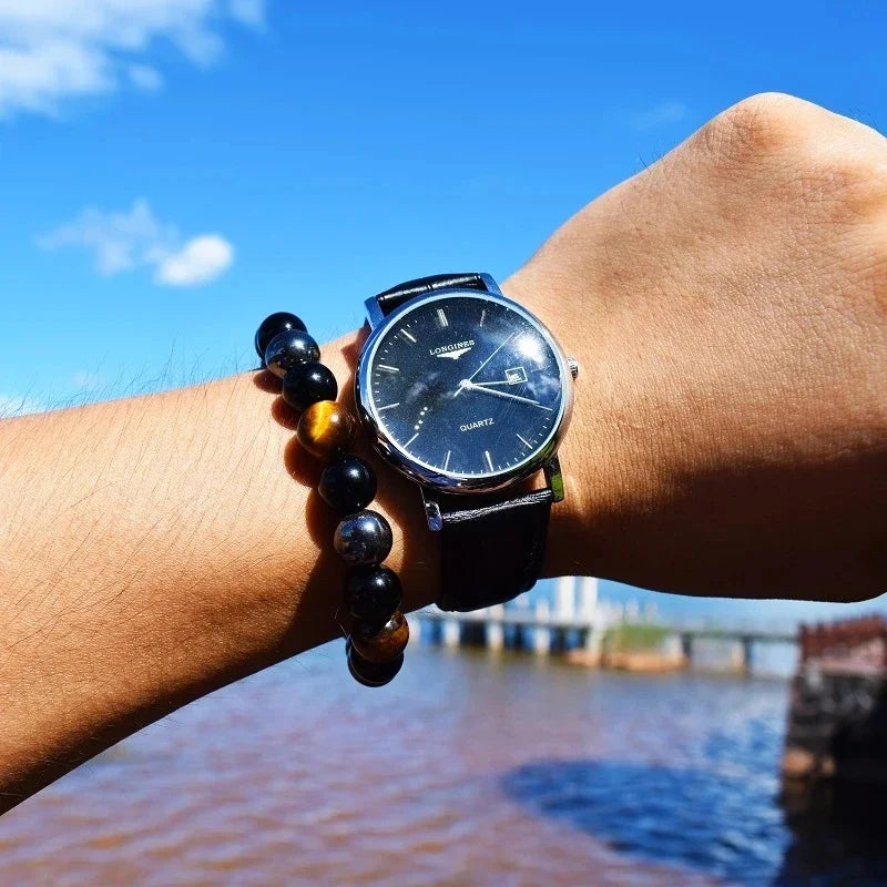 1 Natural Black Obsidian Hematite Tiger Eye Bead Bracelet For Men Magnetic Health Protection For Women Soul Jewelry Oasis Select