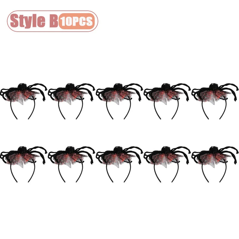 1-10PCS Witch Hat Spider Headband Halloween Party Favor Costume Masquerade Funny Hair Accessory for Women Adult Cosplay Oasis Select Style B-10PCS