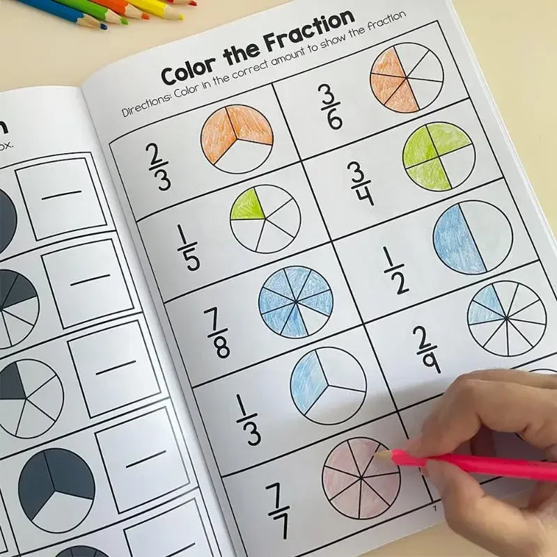 Basic Fraction Learn and Practice Training Workbook Fraction Fact Teacher Teaching Aids Primary School Math Cognitive Test Book Oasis Select
