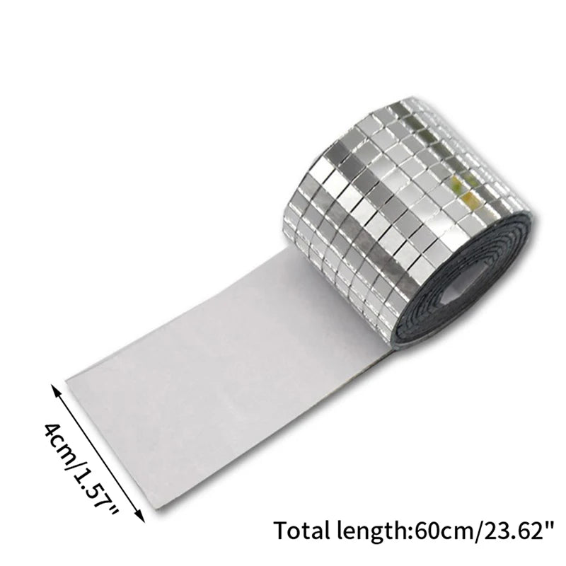 Mirror Mosaic Tile Strip Sticker – Self-Adhesive Acrylic Wall Decor