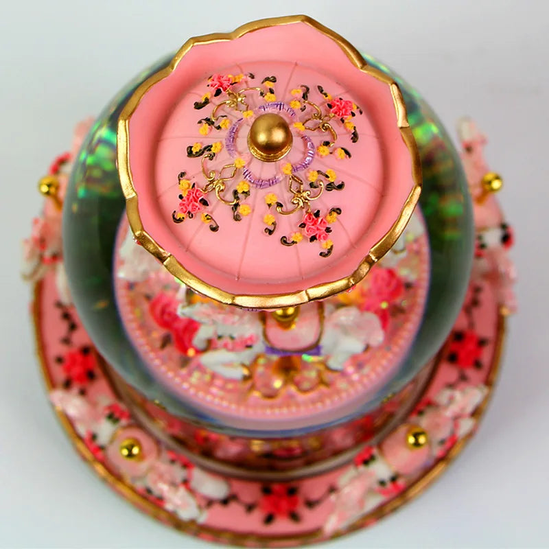 European-style Painted Crystal Ball Music Box Resin Carousel Christmas Gift Carousel Gift for Girlfriend Birthday Music Boxes Oasis Select
