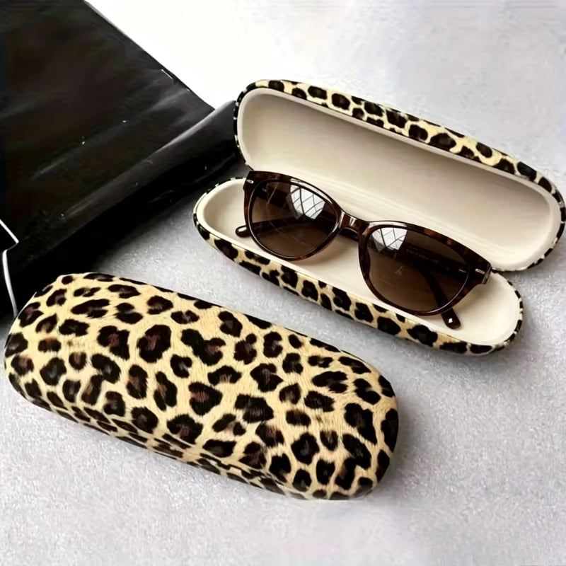 1pc Luxury Leopard Print Metal Glasses Case - Durable Stainless Steel, Stylish Design for Glasses & Accessories, Eyeglass Chain Oasis Select