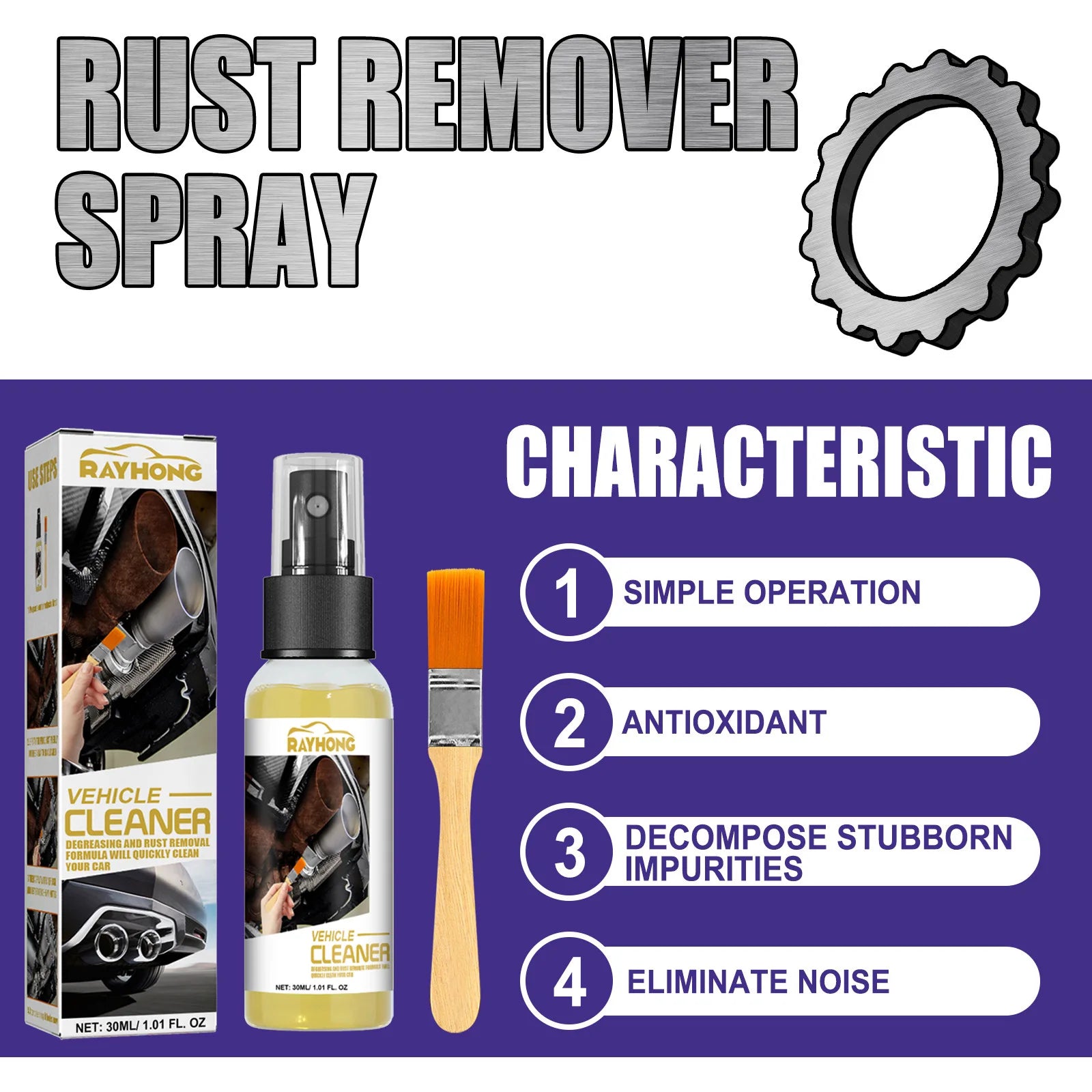 Car Multifunctional Rust Remover Remove Heavy Rust Cleaning Dirt Anti Corrosion Not Damage Paint Restore Luster Car Rust Remover Oasis Select
