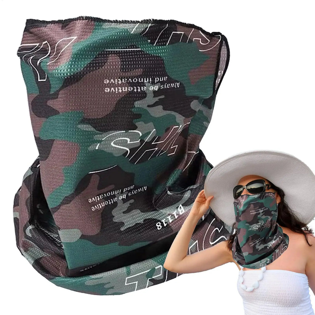 1PC Face Bandana Outdoor Windproof Head Wrap Breathable Ice Silk Facial Cover with UV Protection for Motorcycle Running Hiking Oasis Select