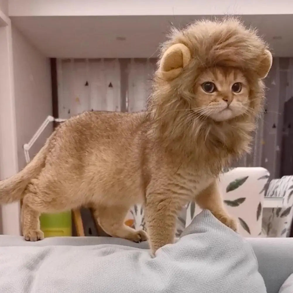 Cat Hairpiece Humorous Lion Mane Headgear for Dogs and Cats Adjustable Costume Accessories for Fun Dress-up and Play Oasis Select