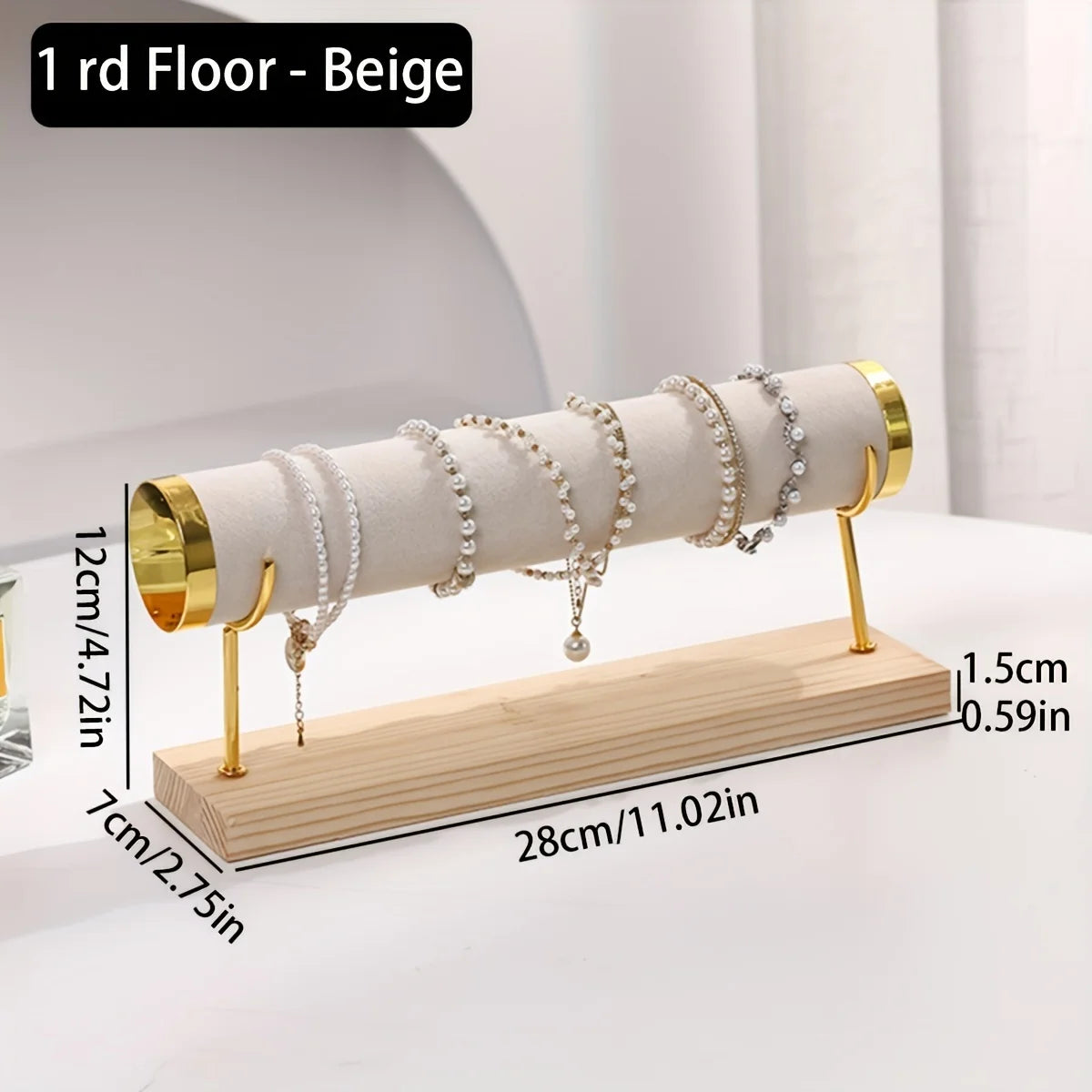 1pc Step Velvet Necklace Bracelet Foot Chain Display Stand Desktop Bedroom Dressing Table Sales Cabinet, Business Cabinet Oasis Select 1layer-beige