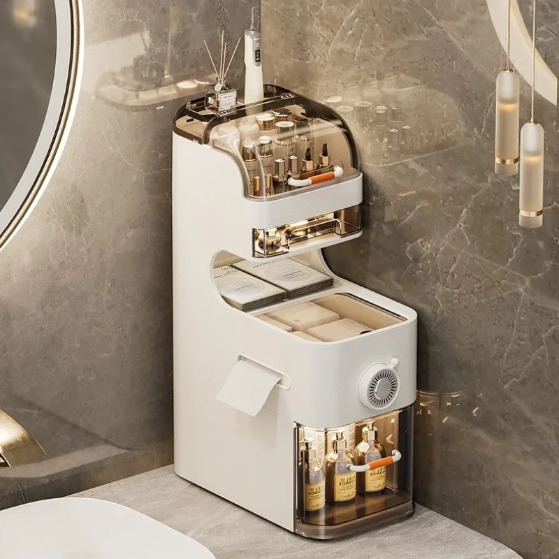 Multi-functional Drawer Type Crevice Cabinet, Kitchen Storage Rack, Bathroom, Narrow Slit With Light, Dust-proof Storage Cabinet Oasis Select