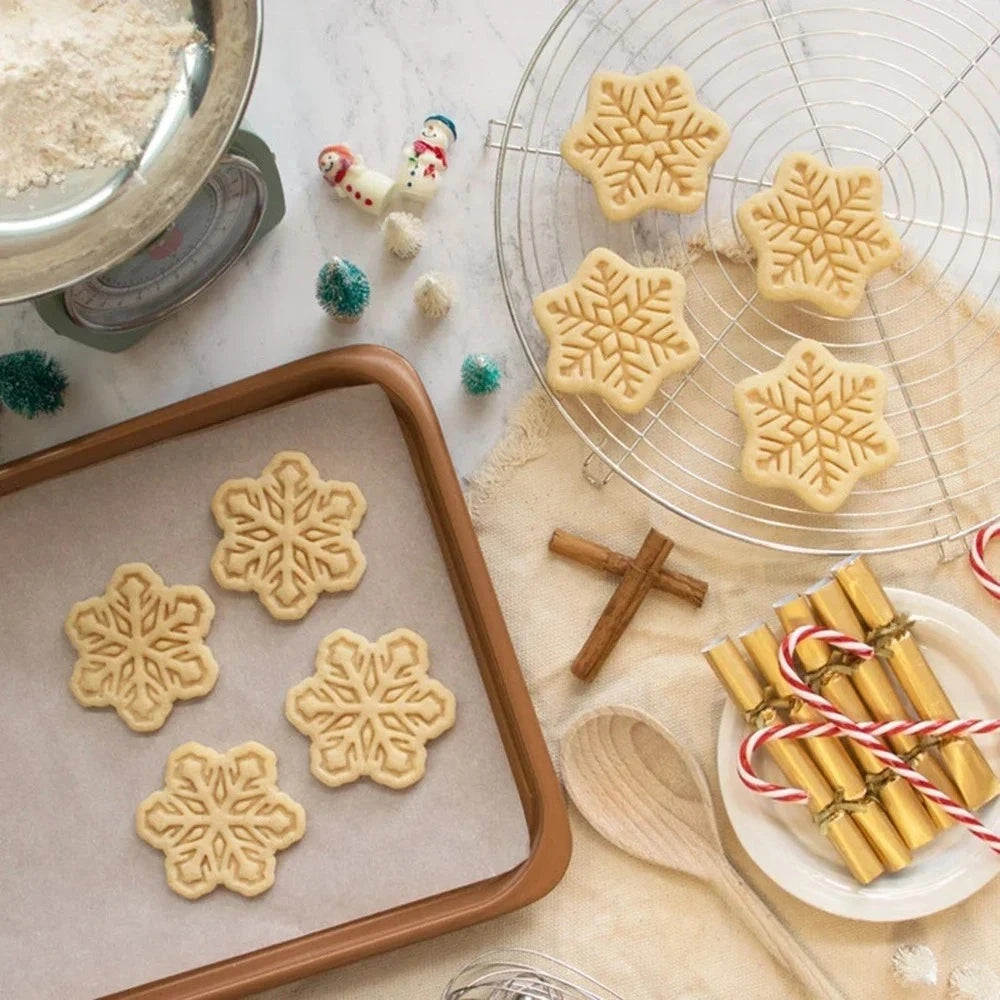 Christmas Gingerbread Cookie Cutters DIY Snowflake Santa Plastic Cookie Mold Biscuit Stamp Christmas Baking Supplies Oasis Select