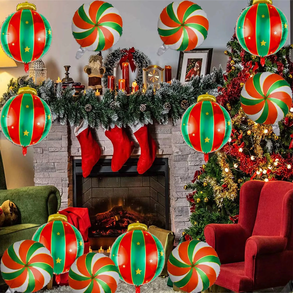 9-Piece Christmas Lollipop Foil Balloon Set | Xmas Party Decor