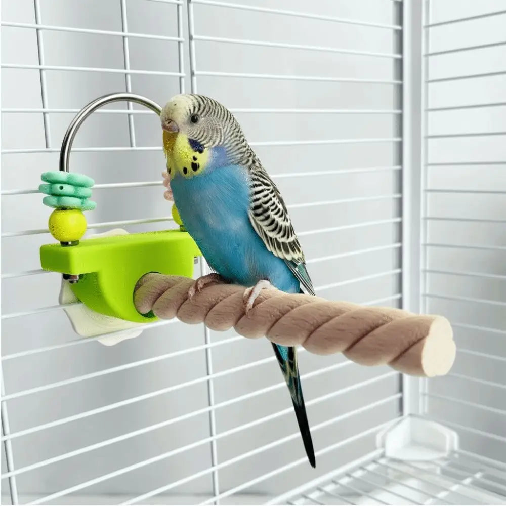 Natural Wood Bird Perch Stand – Non-Slip Paw & Beak Grinder