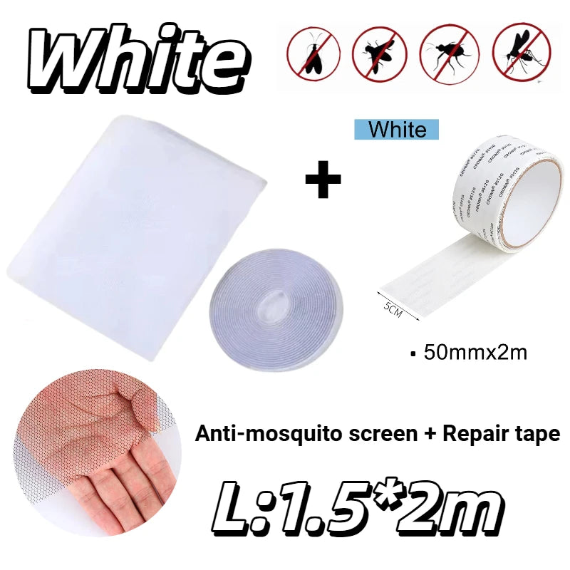 Self Adhesive Fine Mosquito Net Repair Tape Polyester Mosquito Net Window Mosquito Nets with Easy Installation Invisible Mesh Oasis Select White-L-Tape 3pcs