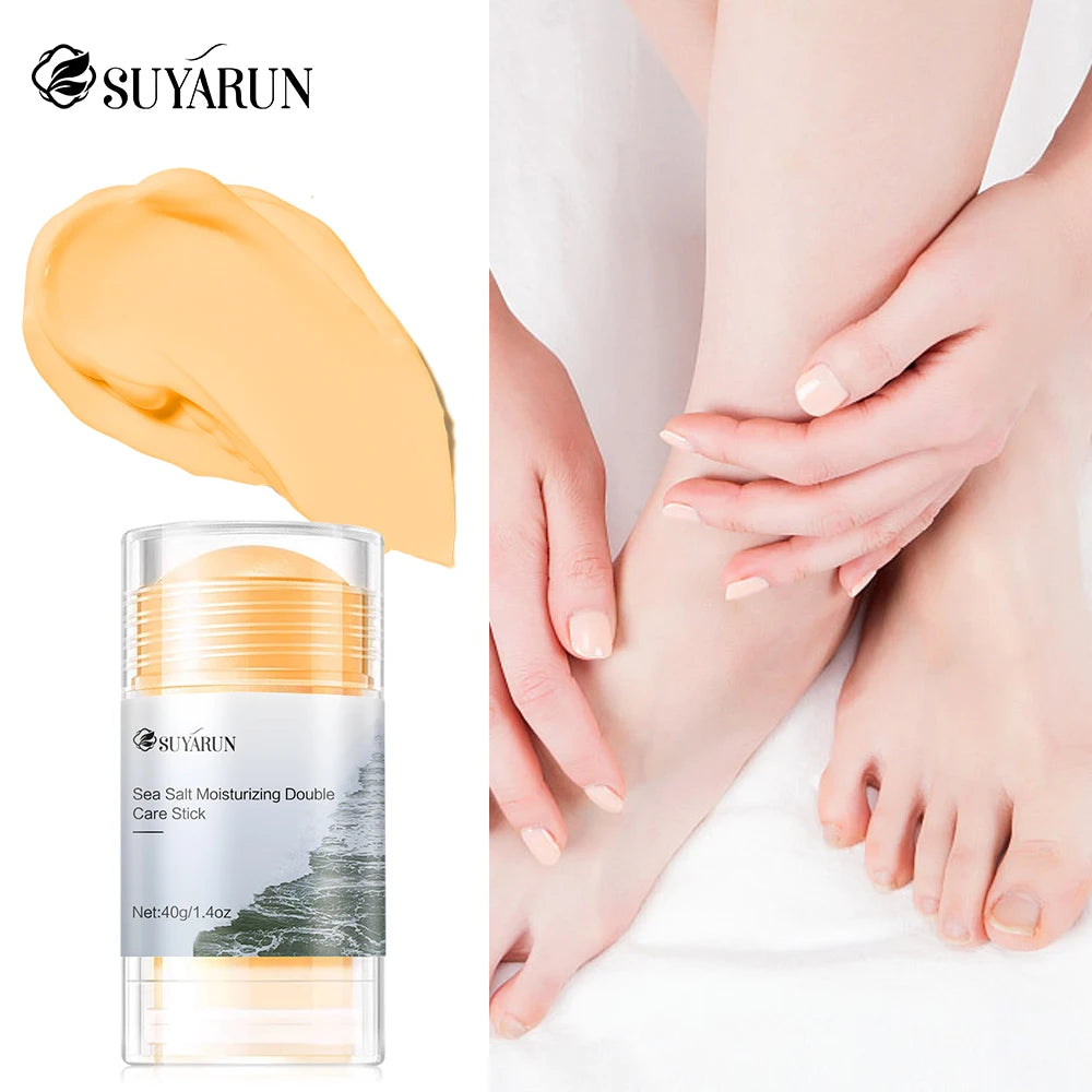 SUYARUN Sea Salt Foot Cream Stick - Exfoliating Moisturizer for Cracked Heels, Anti-Cracking Pedi Care, Natural Hydration. Oasis Select