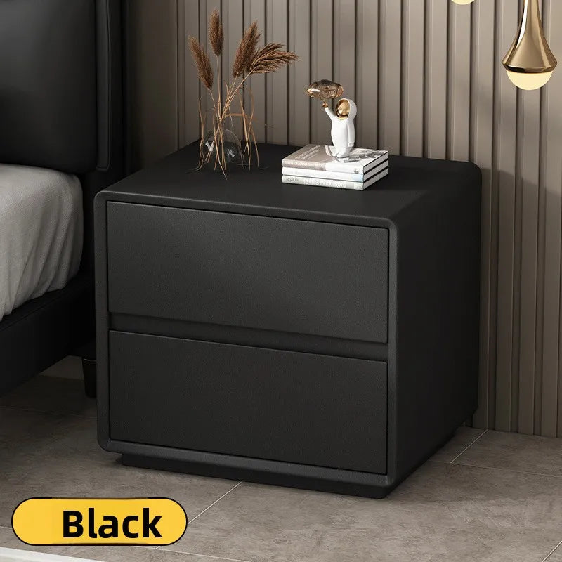 Simple and modern solid wood paint bedside table Italian minimalist light luxury bedroom household small storage locker Oasis Select A4 black 40-40-48
