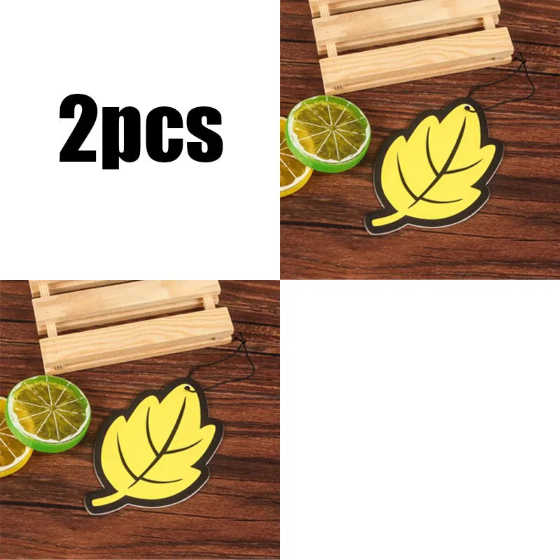 1/2/3/4Pcs Car Air Freshener Natural Scented Tea Paper Auto Hanging Vanilla Perfume Fragrance Leaf Shape Car Interior Oasis Select 2pcs-yellow