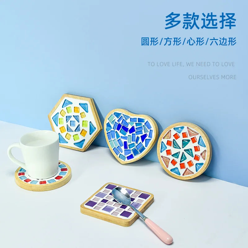 Mosaic Coasters DIY Creative Children's Handmade Material Pack Event New Year's Easter Handmade Diy Gifts Oasis Select