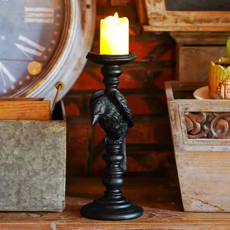 Diablo Halloween Crow Candlestick Decorative Ornaments Birthday Gift Couple Gift Home Desktop Resin Ornaments Candle Holders Oasis Select