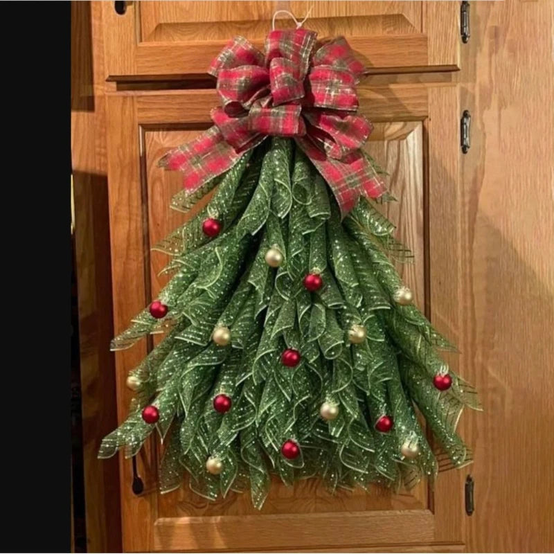 Christmas Tree Wreath Simulation Christmas Wreath Door Decoration Door Hanging Home Holiday Garden Decoration Props Oasis Select