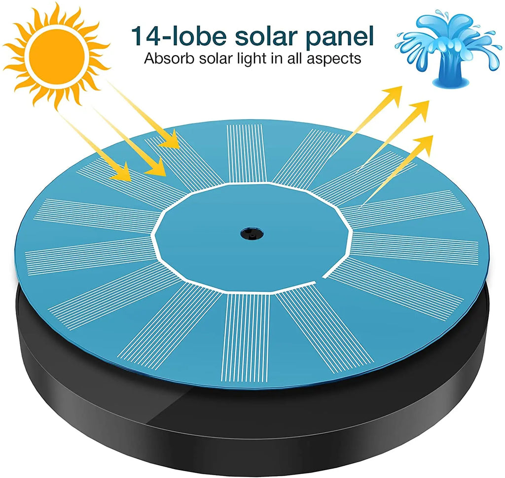 1.5W Solar Fountain Pump, with 6 nozzles Solar Bird Bath Fountain, Water Pump Floating Fountains Suitable for Ponds Oasis Select