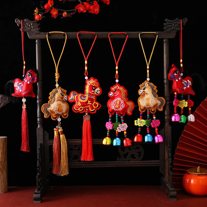 Elegant Chinese Zodiac Horse Pendant: Lucky Tassel Car Decoration, Ideal Gift and Home Ornament for Spring Festival Oasis Select