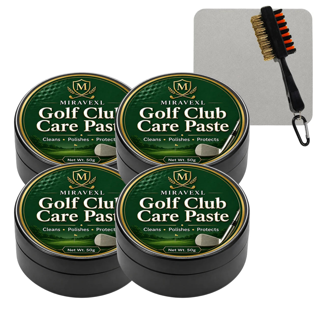 Golf Club Care Paste Kit with Polishing Cloth and Cleaning Brush, Club Head Cleaner Polish forIrons Wedges Putters Accessories! Oasis Select 4 Boxes