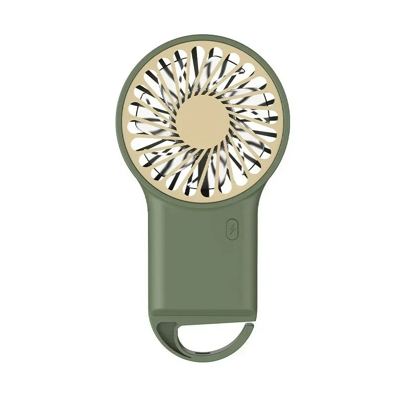 Foldable Mini Fan USB Rechargeable Handheld Desktop Fan with Hook Portable Cooling Fan for Outdoor Travel Home Office Oasis Select green