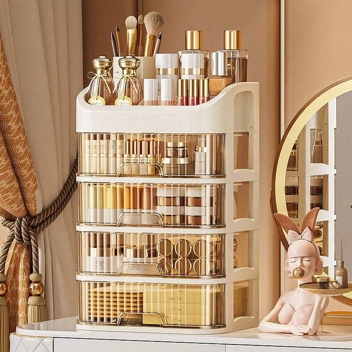 1pc Multi-layer Makeup Storage Box,Cosmetics Storage For Skin Care,Eyeshadow,LotionsLipstick,Great For Dresser,Bathroom,Bedroom Oasis Select