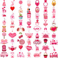 63pcs Waterproof Temporary Tattoo Stickers – Hearts, Bears & Balloons