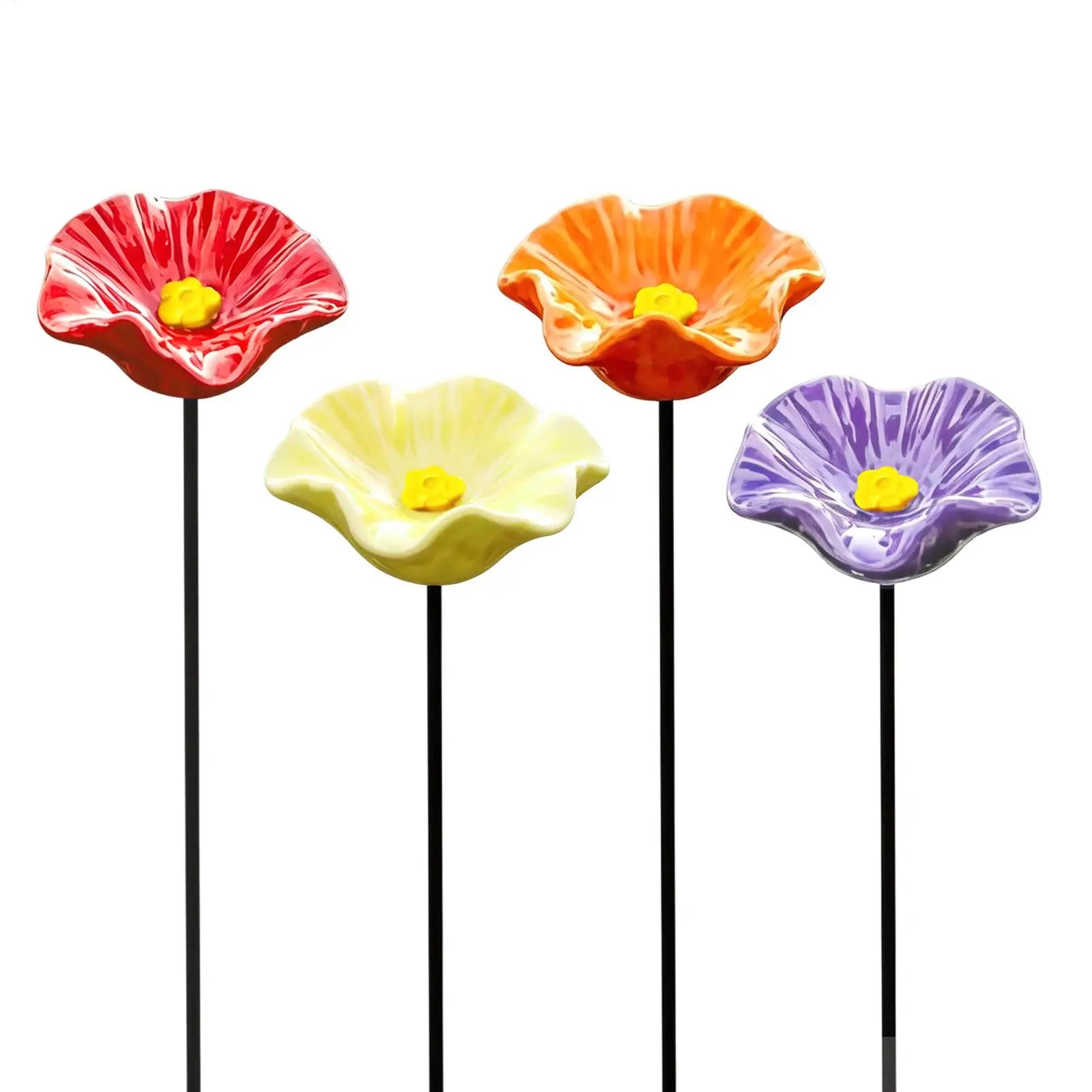 1PC Bee Watering Station Resin Flower Shaped With Stake Bee And Butterfly Watering Station For Garden Balcony Yard Patio Lawn