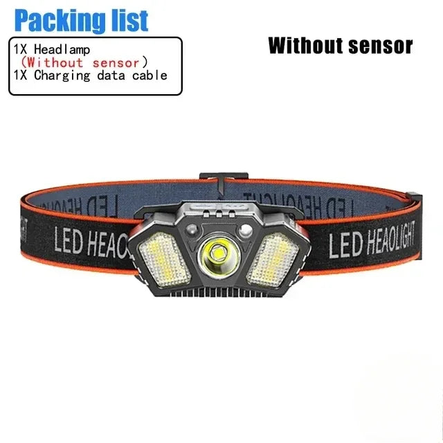 LED Induction Mini Strong Light Headlight Charging Work Light Waterproof Outdoor Multifunctional Camping Light Fishing Light Oasis Select Without sensor 1PC