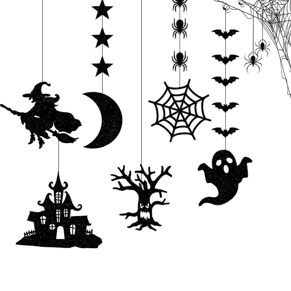 6-Pc Halloween Hanging Ghost Spider Wizard Pendants | PVC Decor Halloween Party Decorations Oasis Select