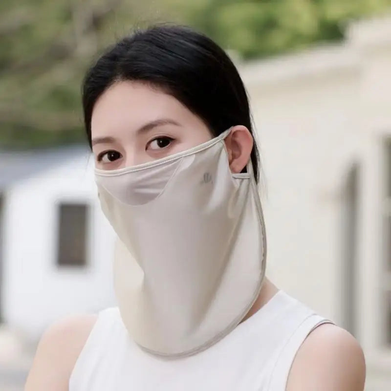 Ice Silk Women Face Mask UV Defense Elegant Neck Cover Lightweight Outdoor Sun Protection for Driving Oasis Select Champagne