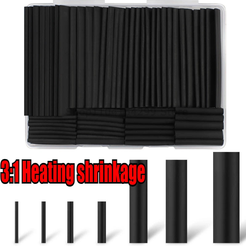 127Pcs/lot Black Heat Shrink Sleeving Set Thermoresistant Tube Shrink Wrapping Wire Cable Polyolefin Wrap Tubing Oasis Select Default Title
