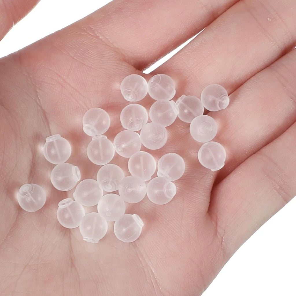 50/100/200pcs Soft Silicone Earring Backs Anti-Slip Leak-Proof Clear Ball Design for DIY Jewelry Making Comfortable Safety Stud Oasis Select