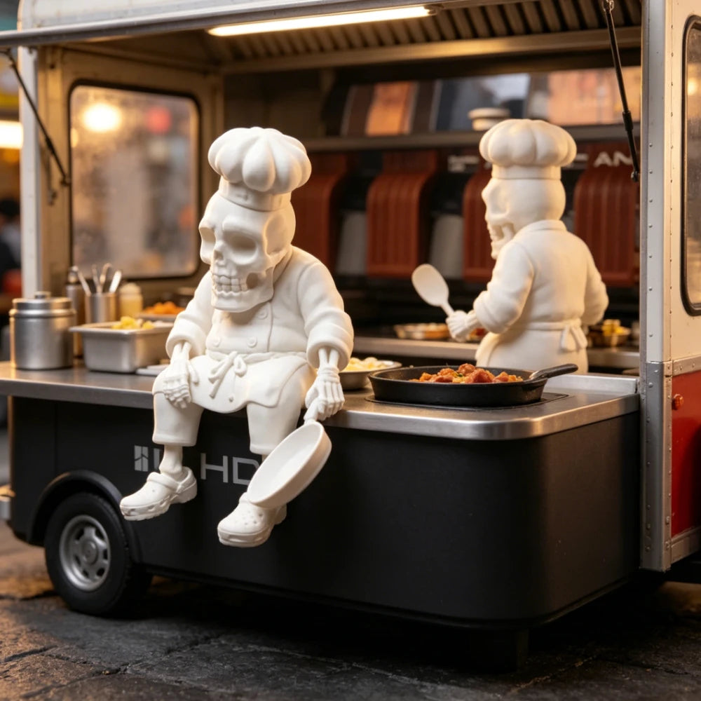 Funny Skeleton Chef Shelf Sitter Resin Cook Figurine in Chef Hat & Apron Humorous Hoom Kitchen Desktop Ornament Food Lovers Gift Oasis Select