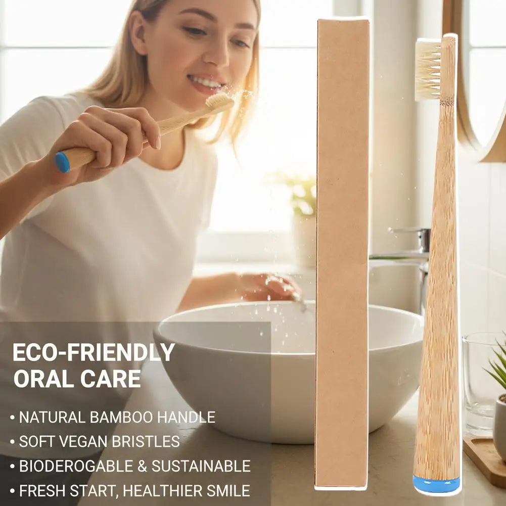 Natural Bamboo Toothbrush – Soft Boar Bristles, Plastic-Free Bamboo Toothbrush Oasis Select