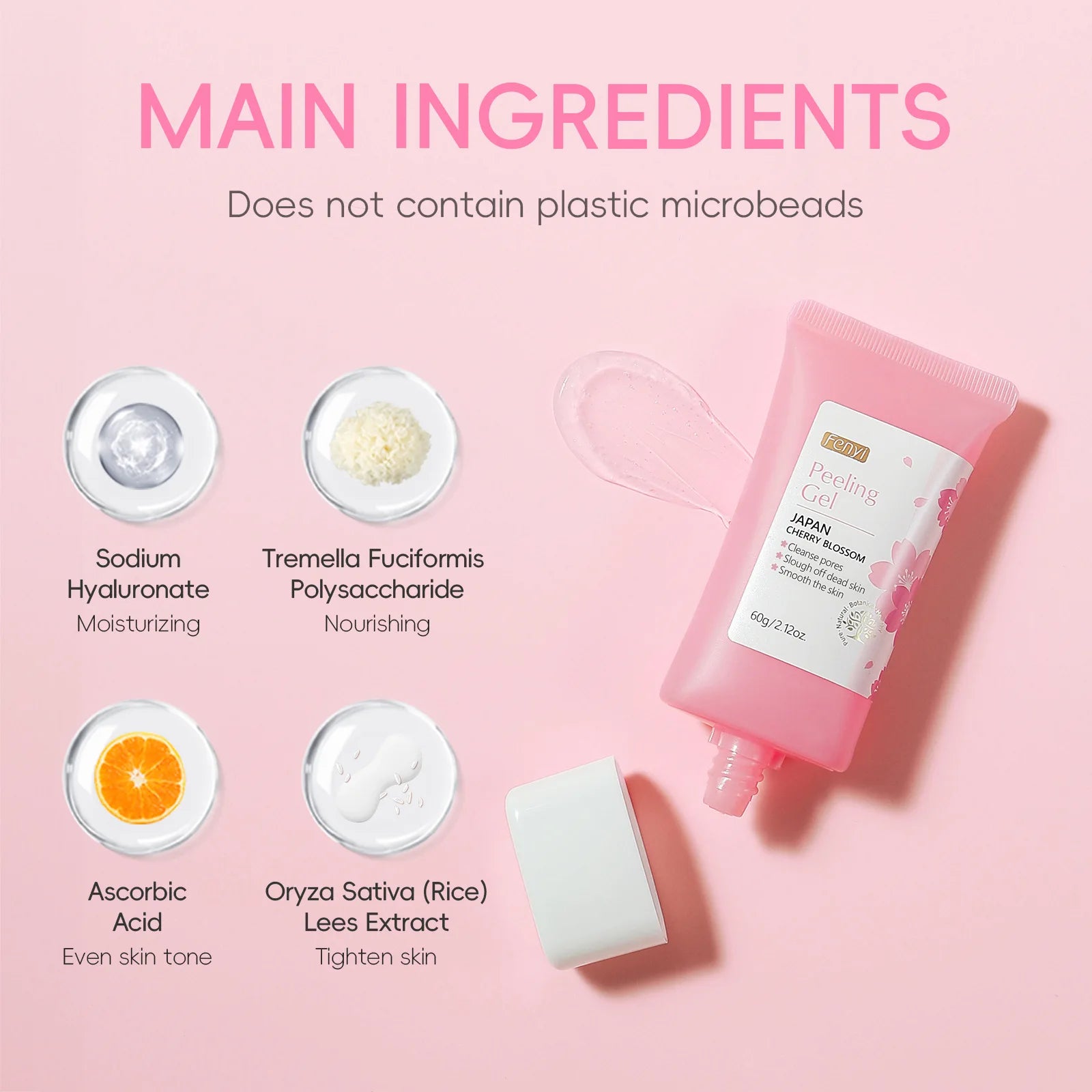 Sakura Gentle Exfoliating Gel Face & Body Scrub Deep Clean Pores Blackhead Remover Smooth Brightening Skin 60g Oasis Select